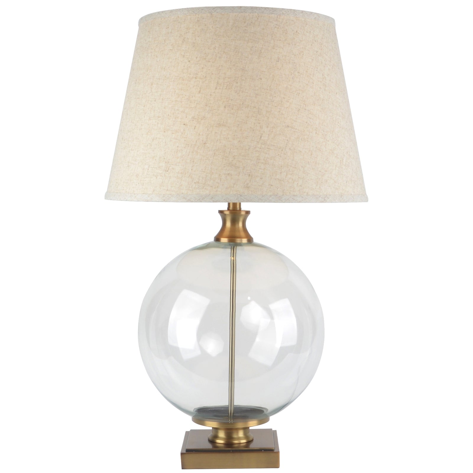 Lunel Glass Orb Table Lamp With Edged Linen Shade — main product view