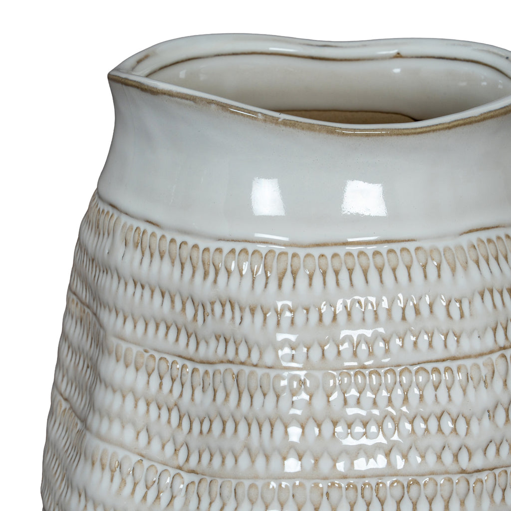 Tava Wide Hewn Vase — detail close-up white ceramic