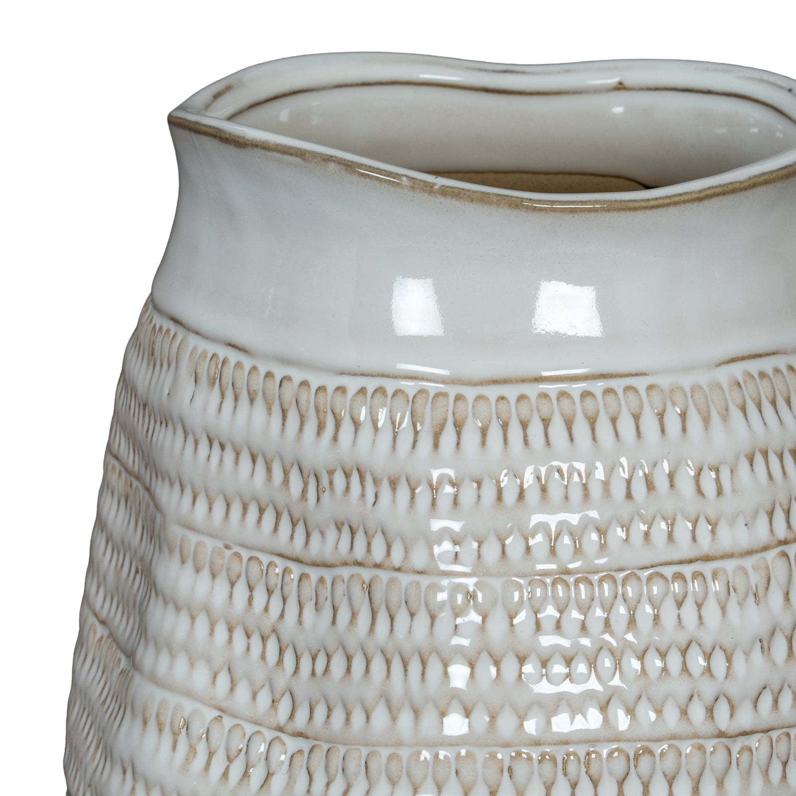 Tava Wide Hewn Vase — detail close-up white ceramic