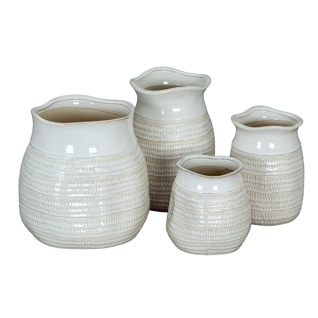 Tava Wide Hewn Vase — alternative angle white ceramic
