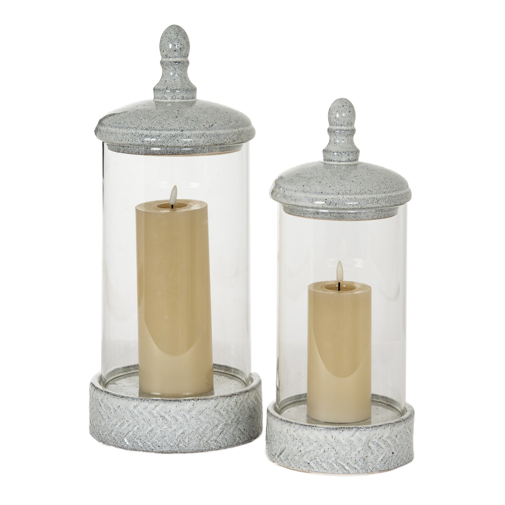 Sona Medium Hurricane Lantern With Lid — view 5 white glass