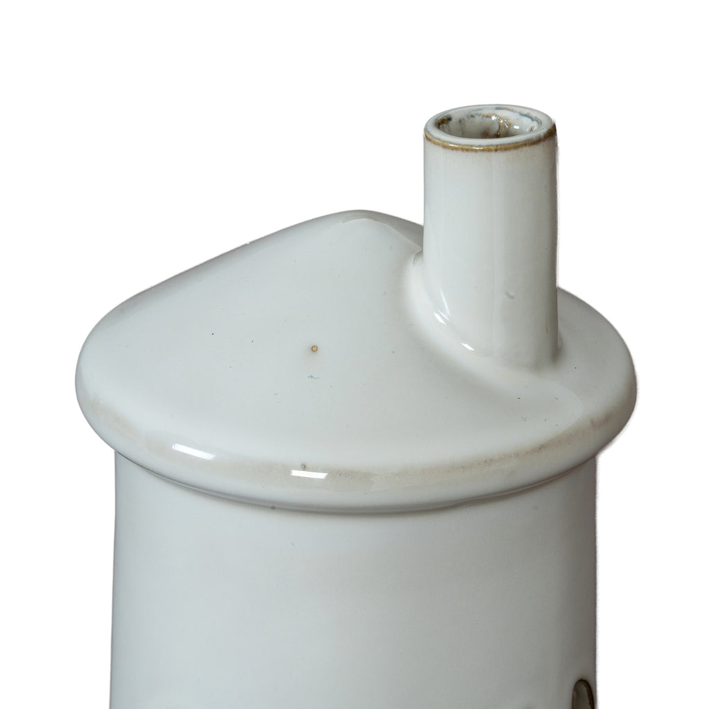Rhea Medium Lighthouse Tealight Holder — alternative angle white ceramic