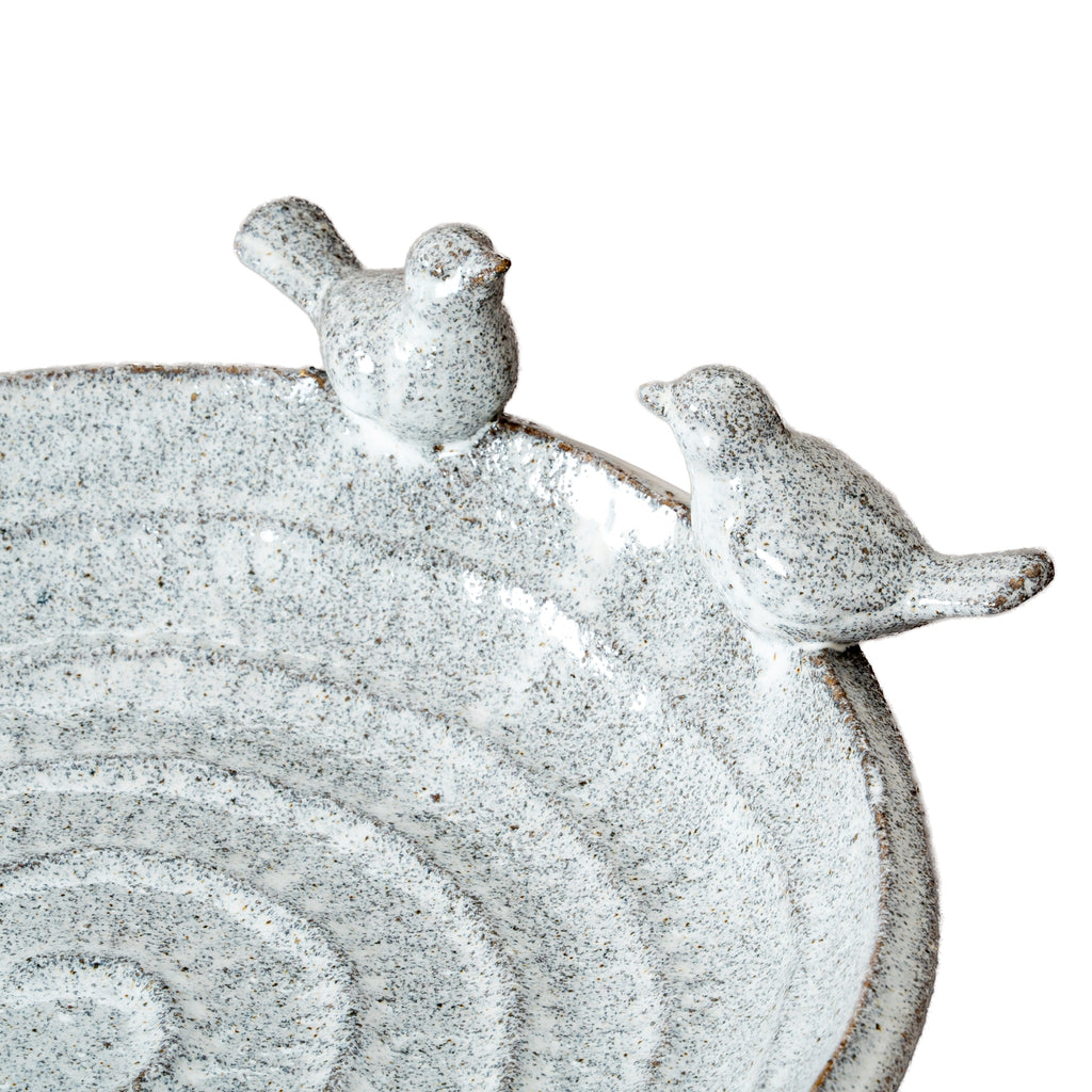 Eira Bird Bath — side view white ceramic