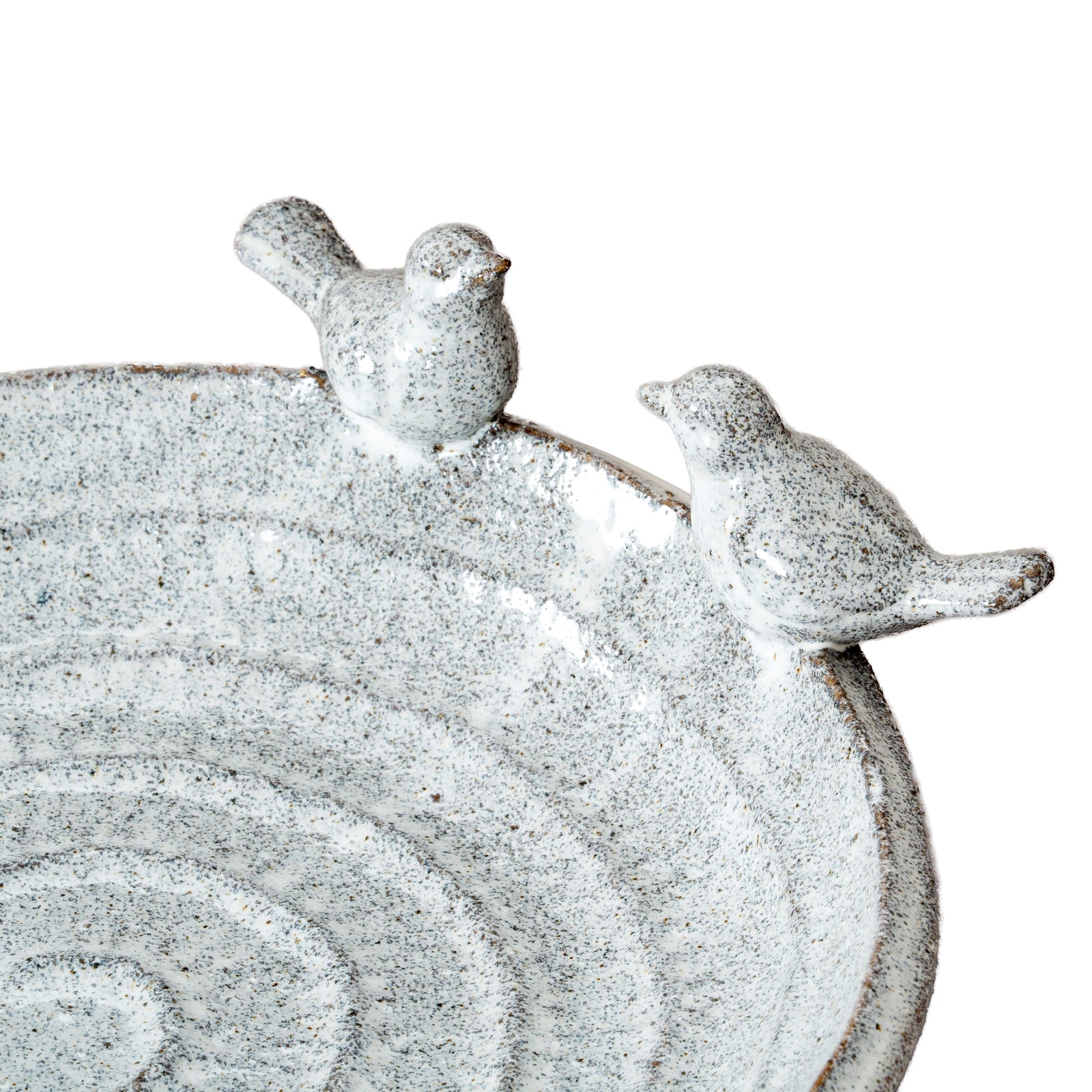 Eira Bird Bath — side view white ceramic