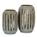 Capella Tall Lantern Candle Holder, alternative angle grey ceramic