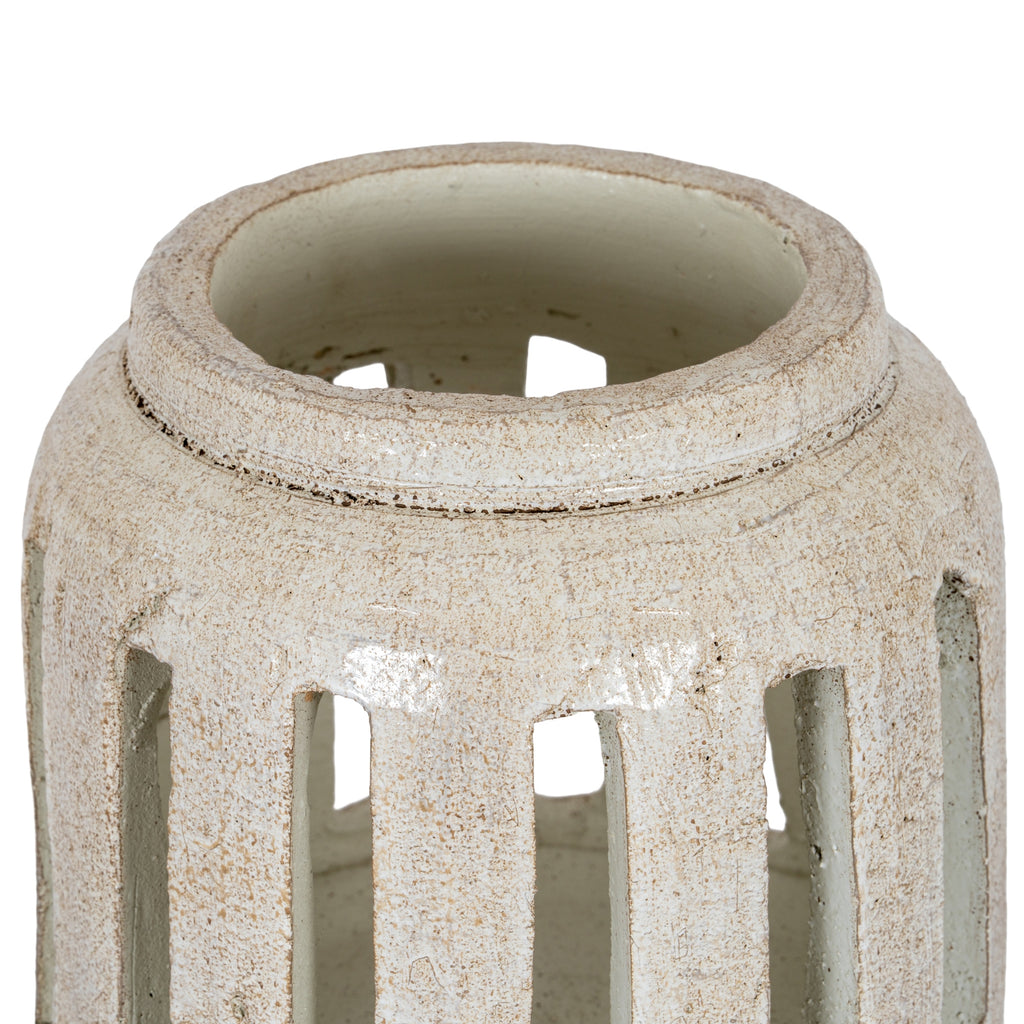 Tarn Collection Medium Candle Holder — side view white ceramic