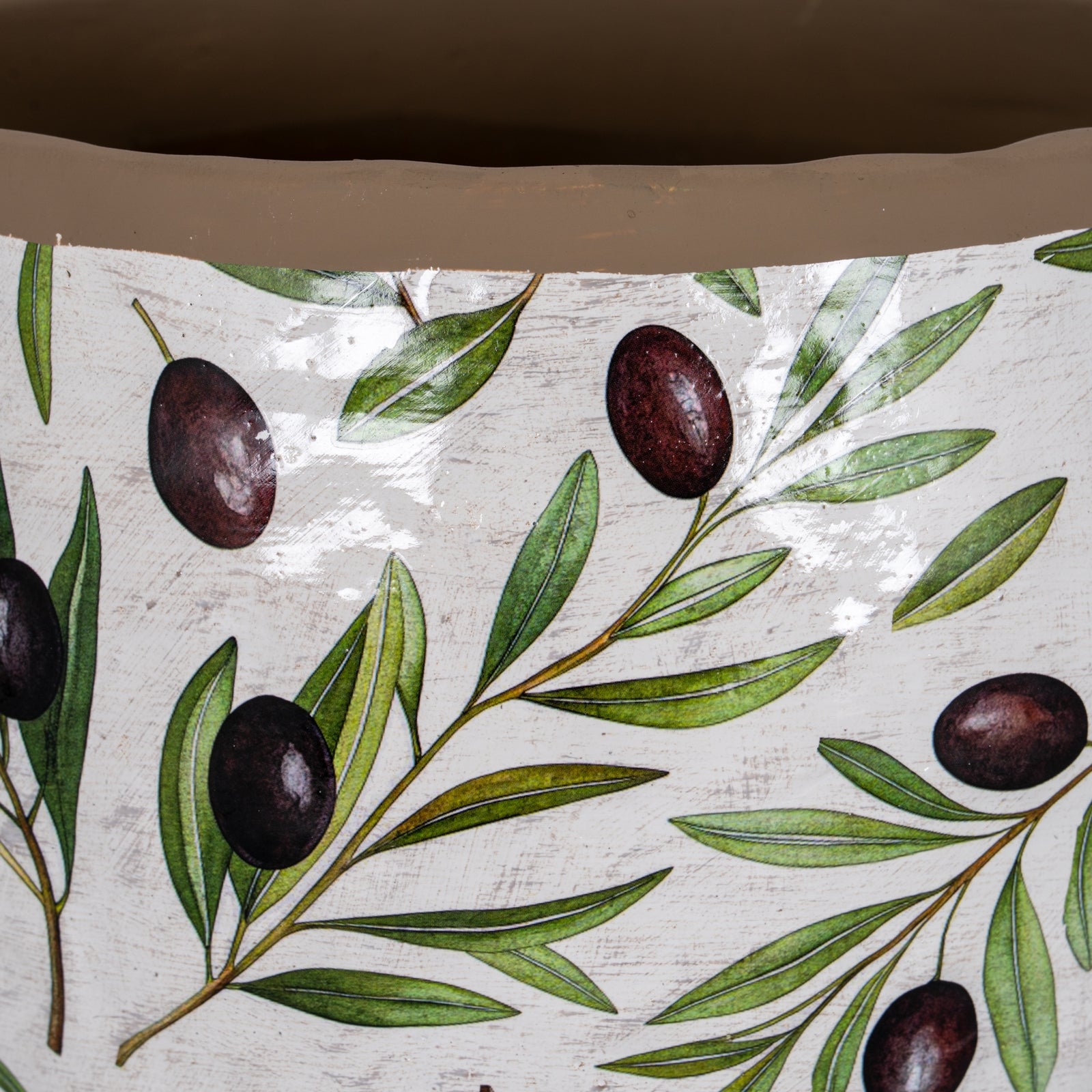 Verdal Olive Large Planter — side view white ceramic