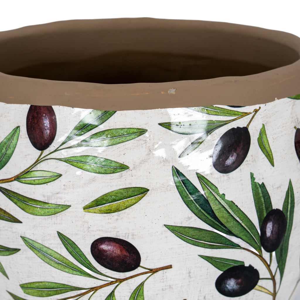 Verdal Olive Medium Planter — side view white ceramic