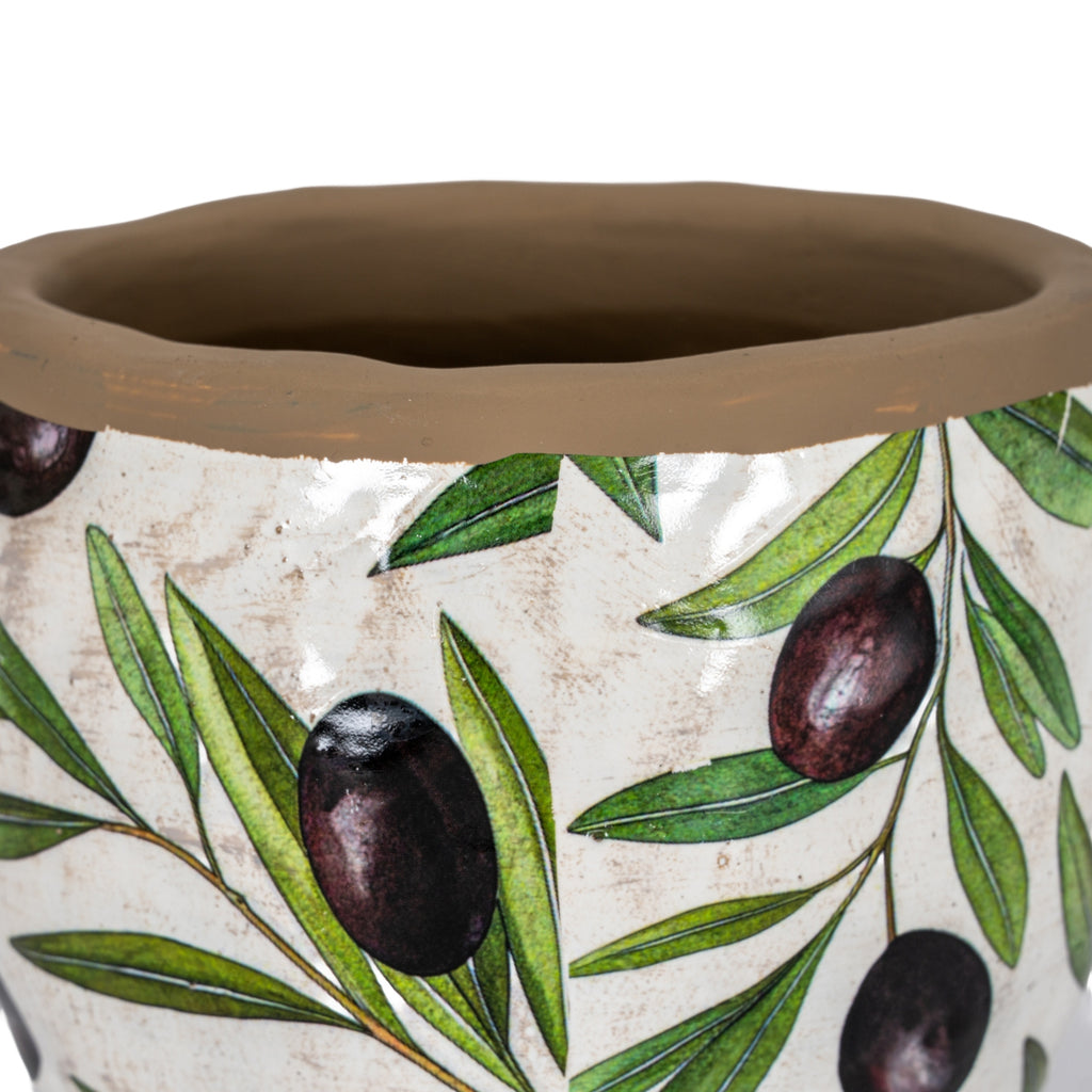 Verdal Olive Medium Planter — side view white ceramic