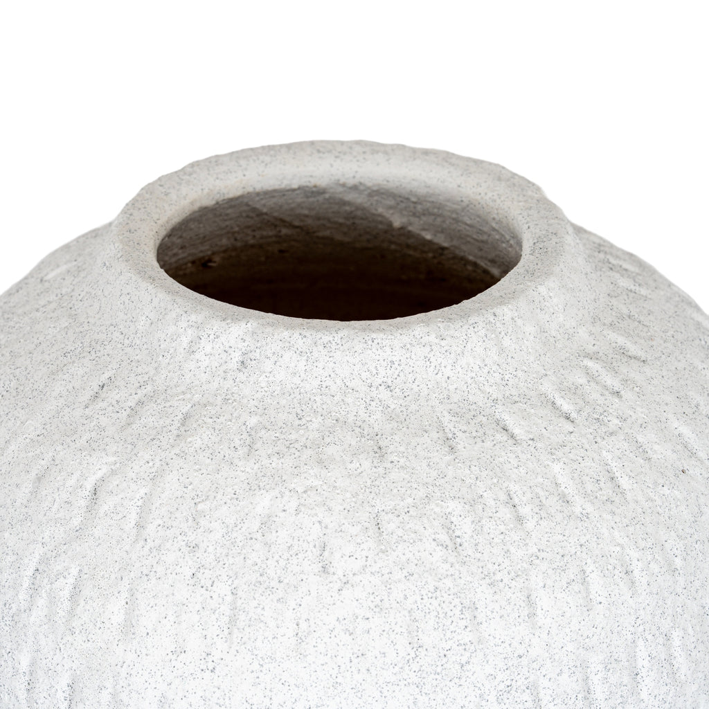 Ashen Medium Round Vase — side view white ceramic