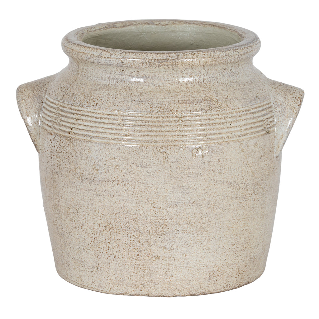 Tarn Collection Large Pot With Handles — side view white ceramic