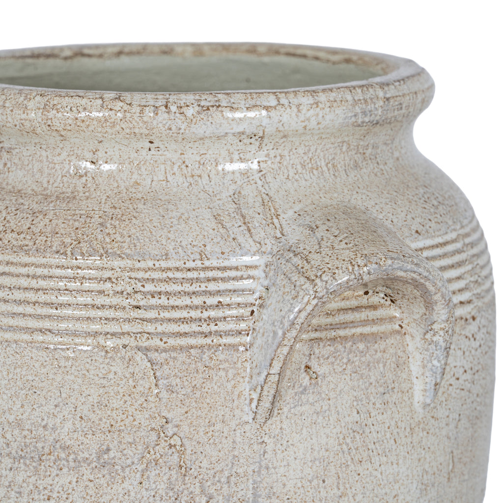 Tarn Collection Large Pot With Handles — detail close-up white ceramic