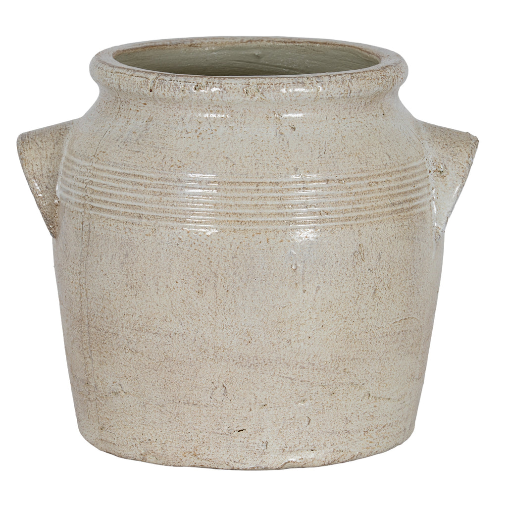 Tarn Collection Medium Pot With Handles — side view white ceramic