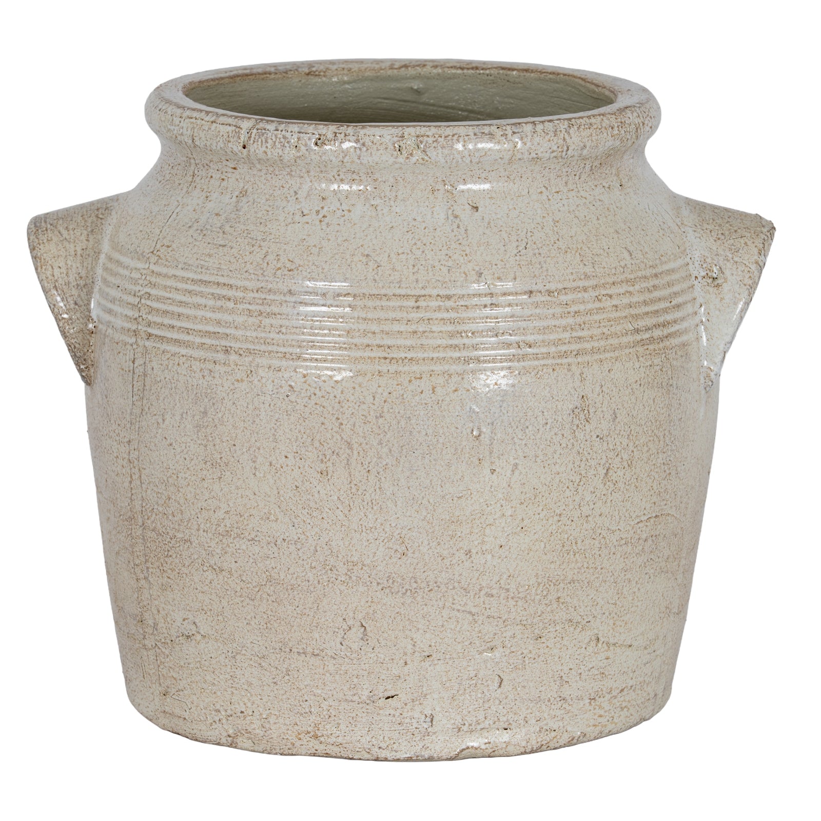 Tarn Collection Medium Pot With Handles — side view white ceramic