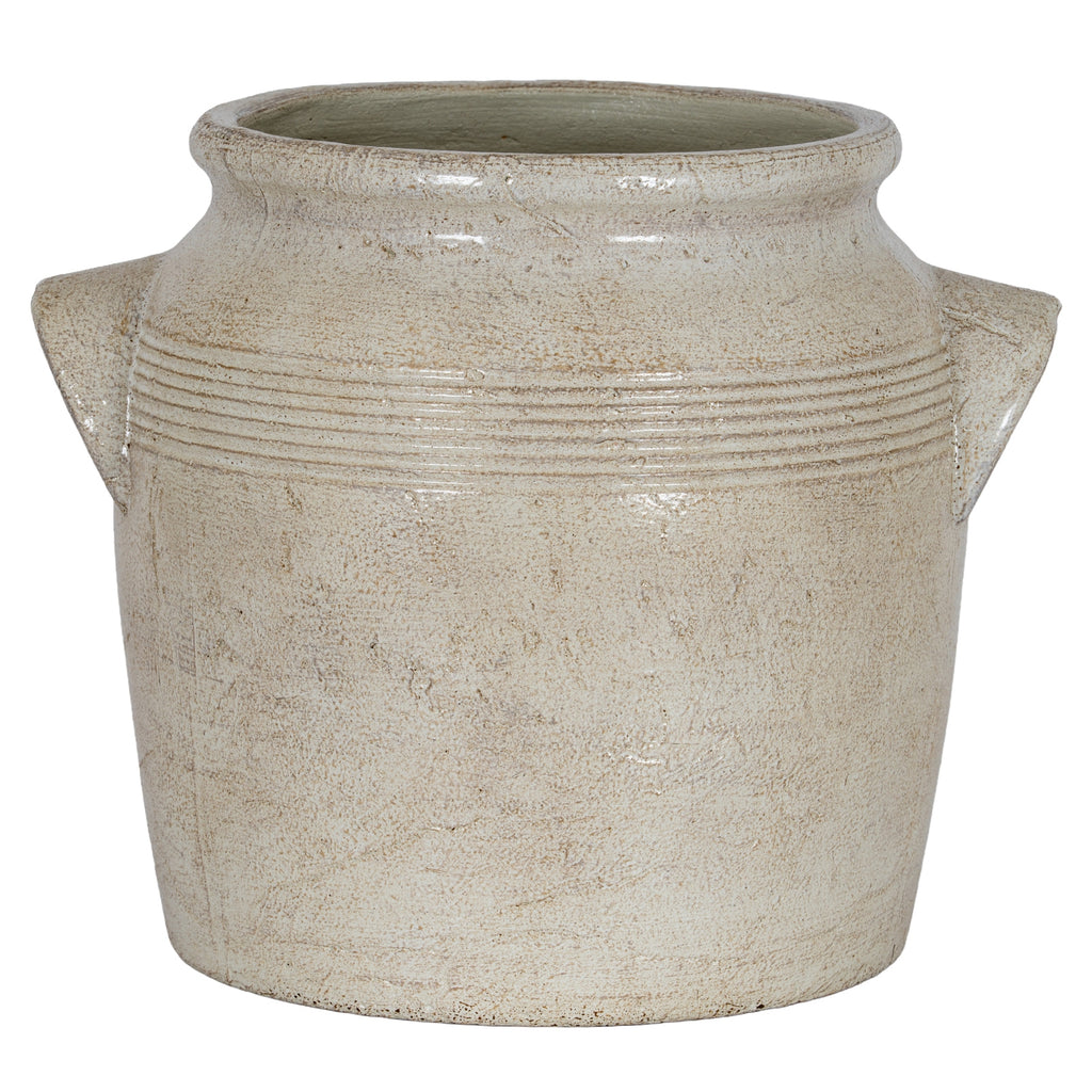 Tarn Collection Small Pot With Handles — side view white ceramic