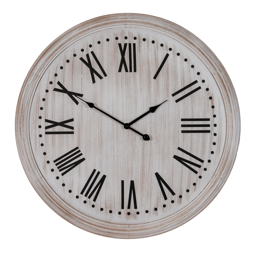 White Wash Clock With Black Numerals