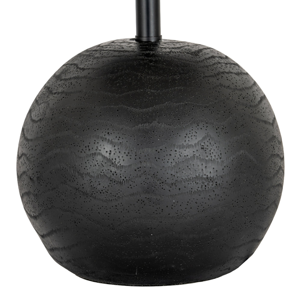 Black Cannon Table Lamp With Hessian Shade — detail close-up black metal