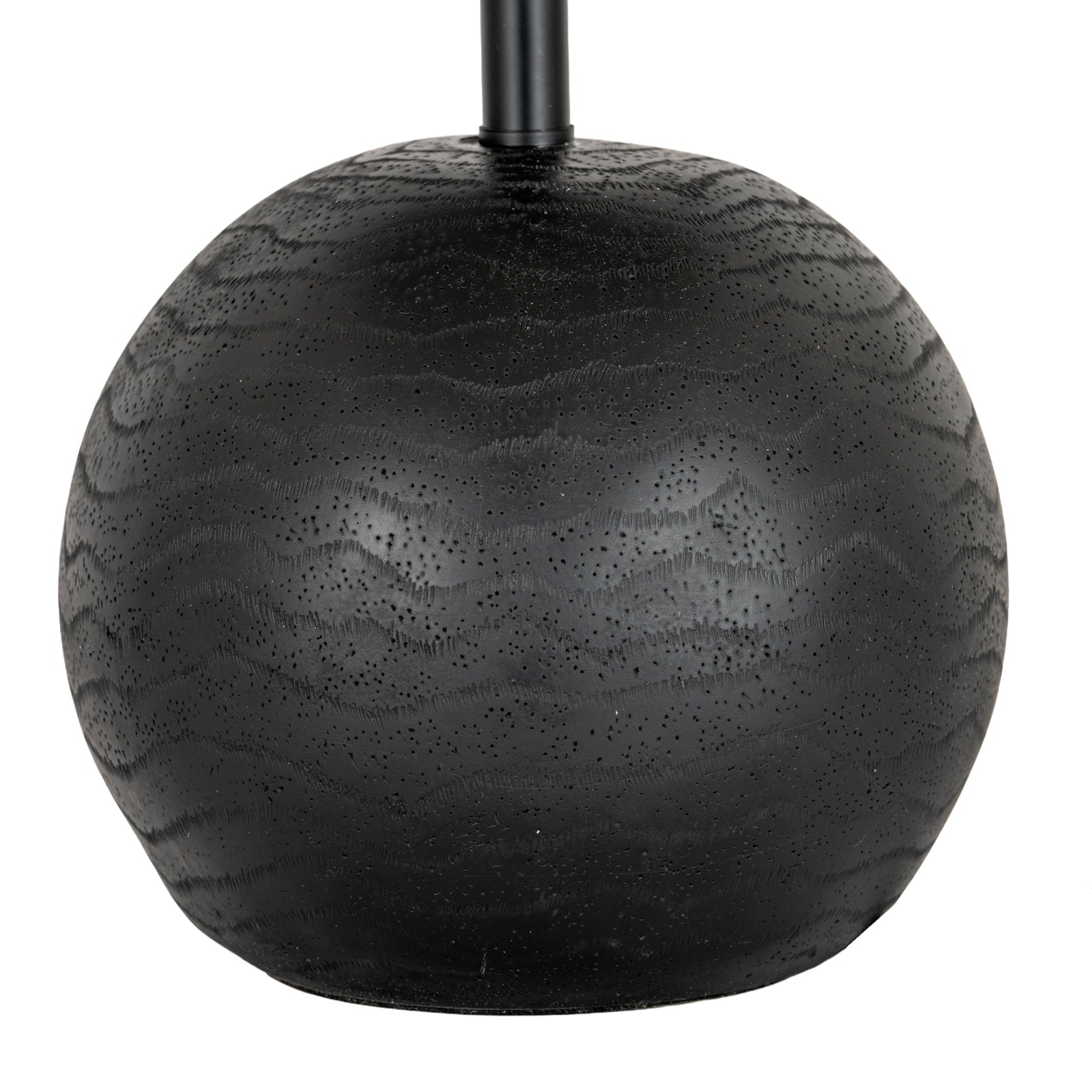 Black Cannon Table Lamp With Hessian Shade — detail close-up black metal