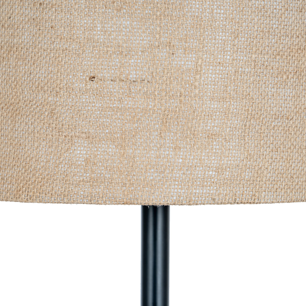 Black Cannon Table Lamp With Hessian Shade — alternative angle black metal