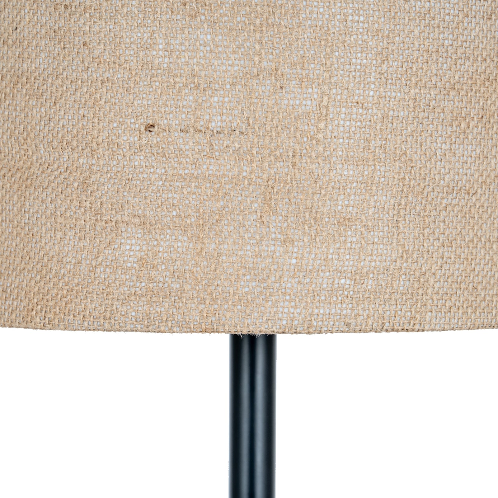 Black Cannon Table Lamp With Hessian Shade — alternative angle black metal
