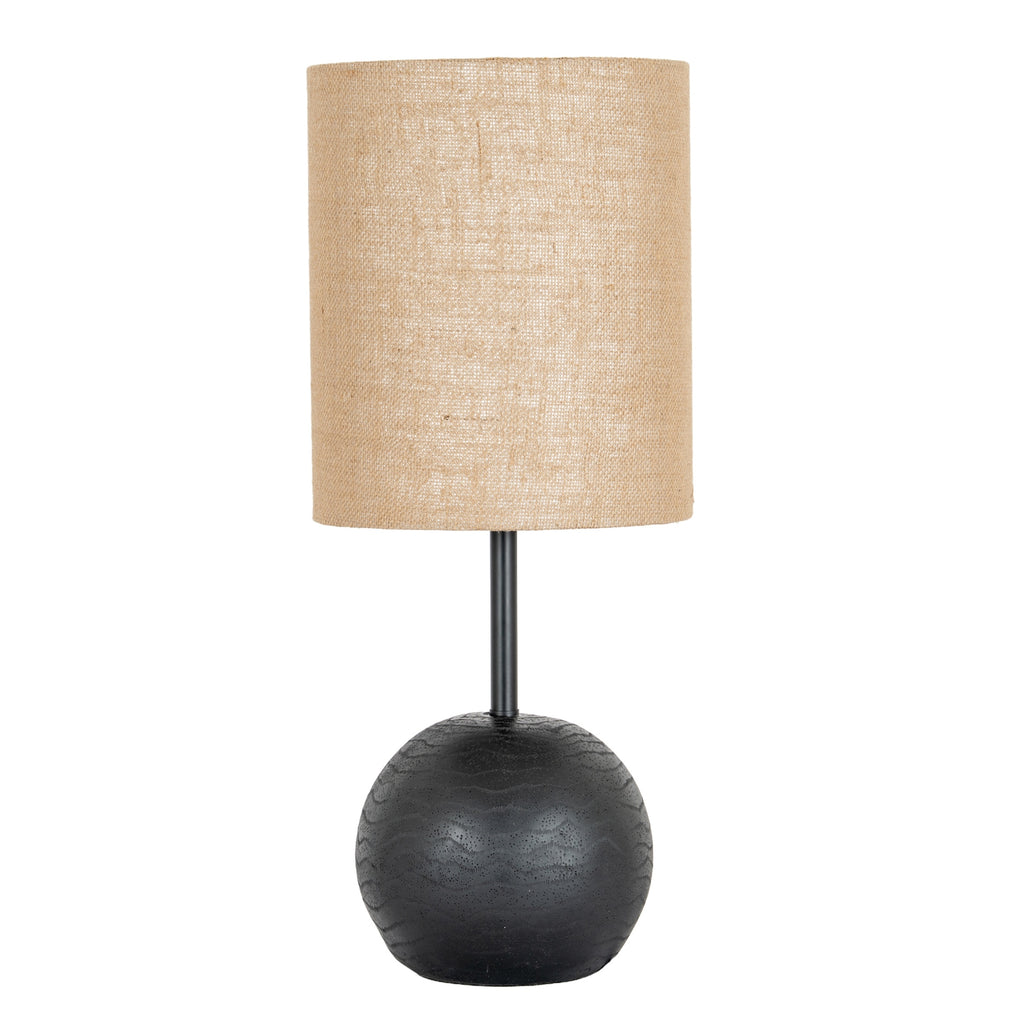 Black Cannon Table Lamp With Hessian Shade — main product view