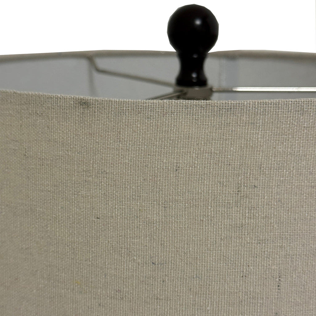 Sepia Shadows Squat Table Lamp With Linen Shade, detail close-up