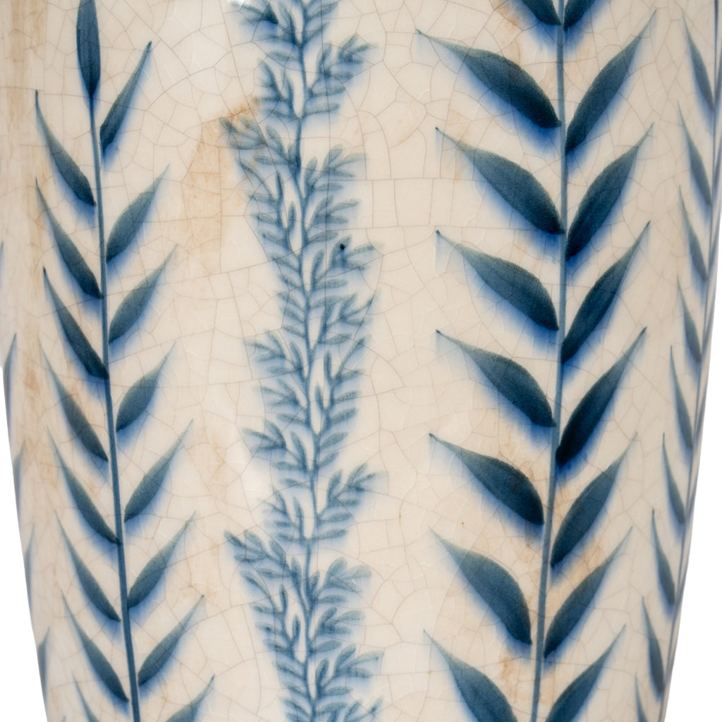Large Blue Flora Tall Olpe Vase, detail close-up