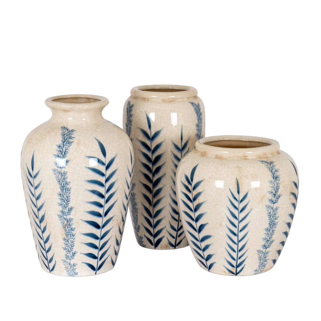 Large Blue Flora Tall Olpe Vase, further view