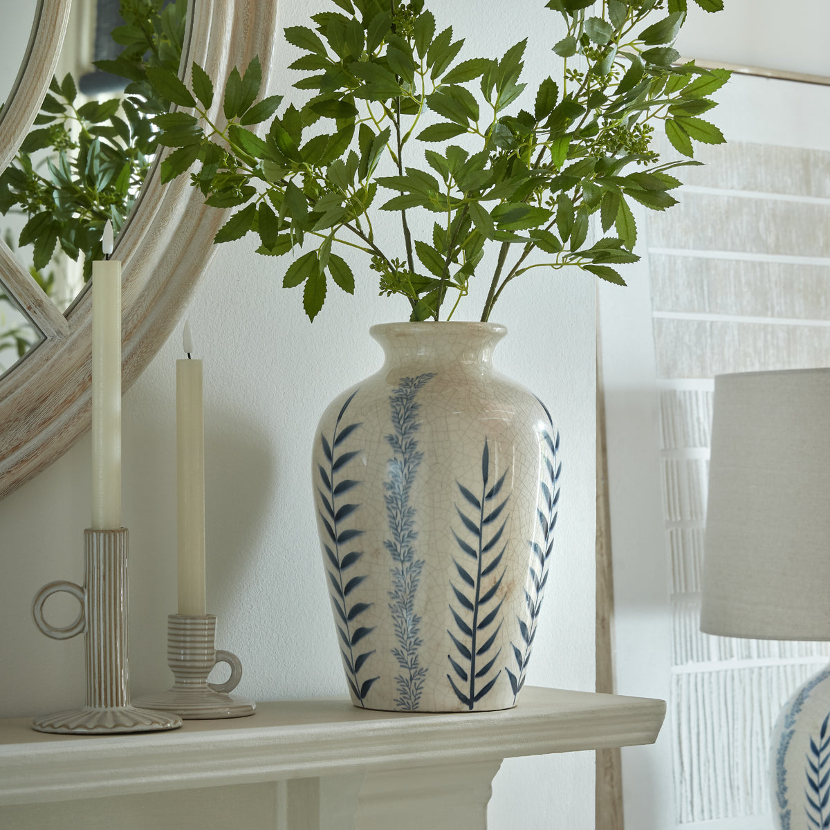 Classic Blue Flora Juniper Vase, included in The Blue Flora Snowy Woodland Arrangement