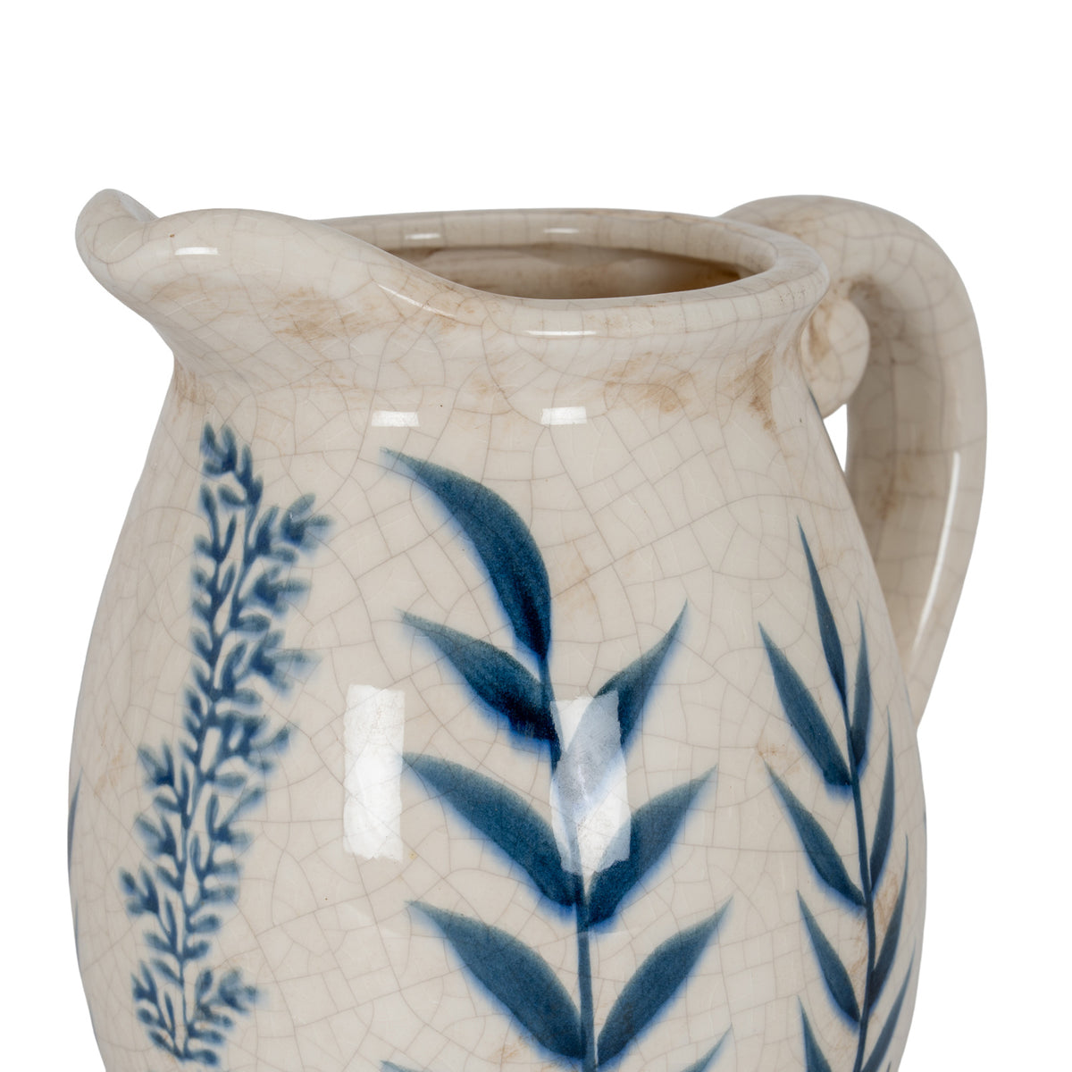 Small Blue Flora Olpe Jug Vase, detail close-up