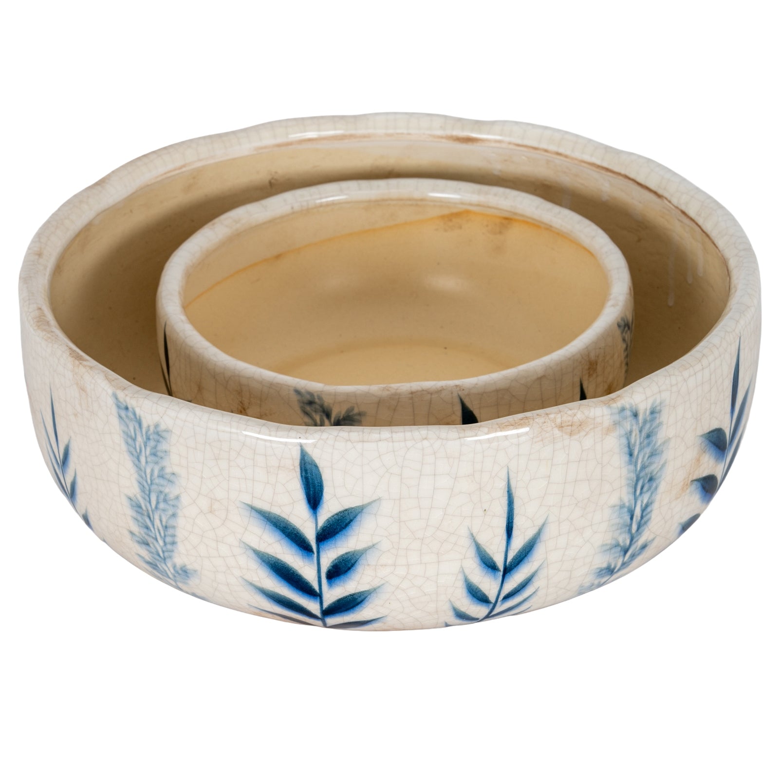 Large Blue Flora Bowl Pot