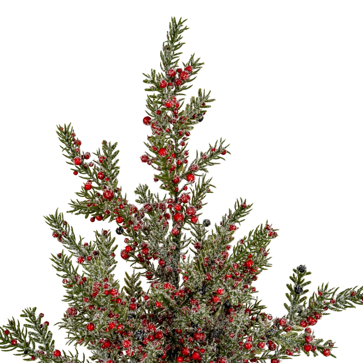 Artificial Large Frosted Winter Berry Tree on Wooden Block, alternative angle
