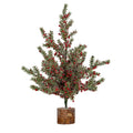 Artificial Large Frosted Winter Berry Tree on Wooden Block, main product view