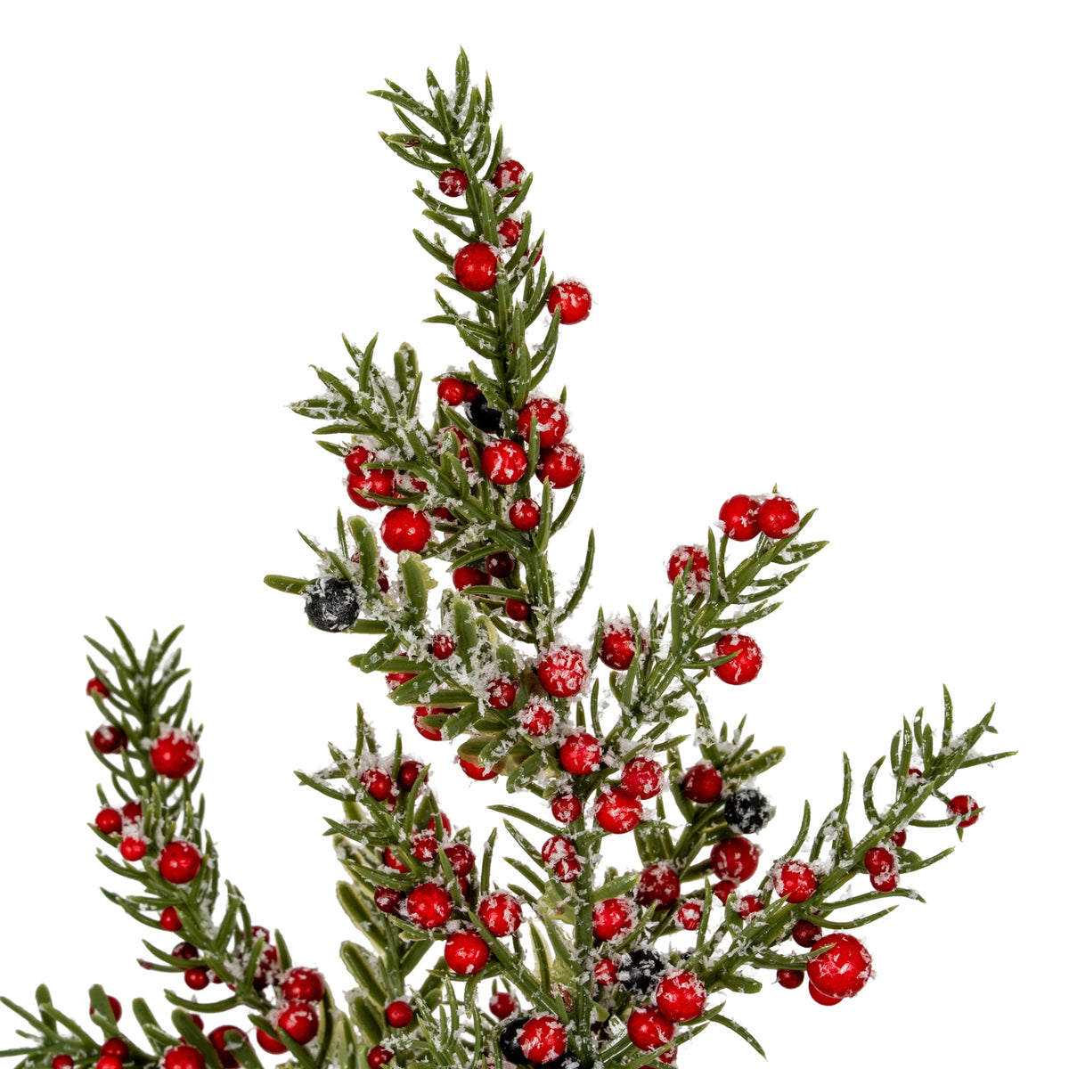 Artificial Medium Frosted Winter Berry Tree on Wooden Block, alternative angle