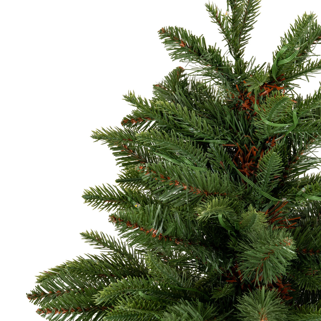 Artificial Norway Fir Pre-Lit 300L Fir Tree in Rattan Pot, further view