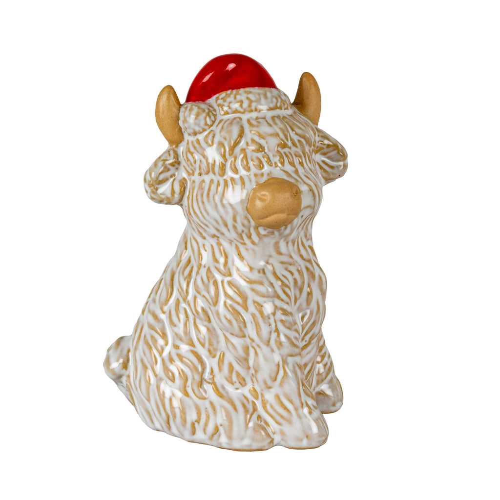 Merry Moo Ceramic Cow Ornament Gazing Right, main product view