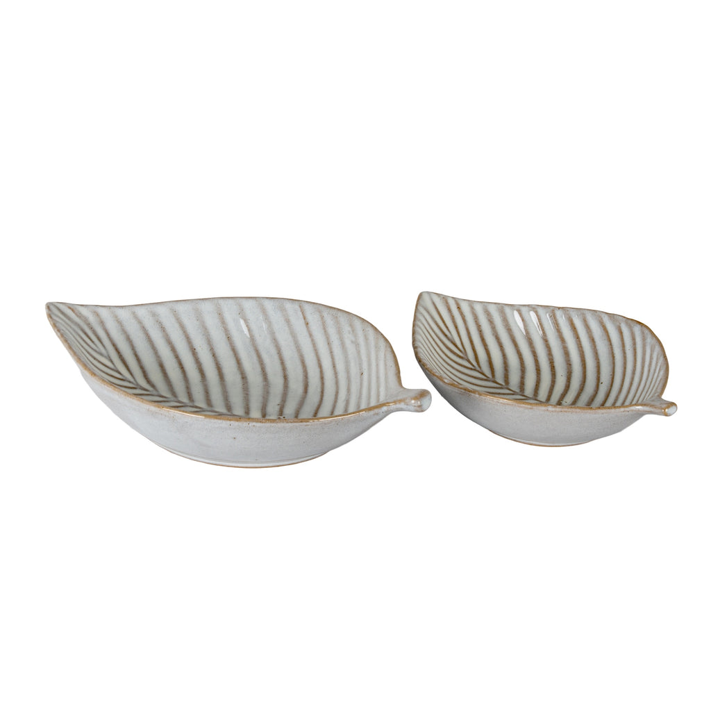 Alora Ceramic Elm Leaf Large Dish, side view
