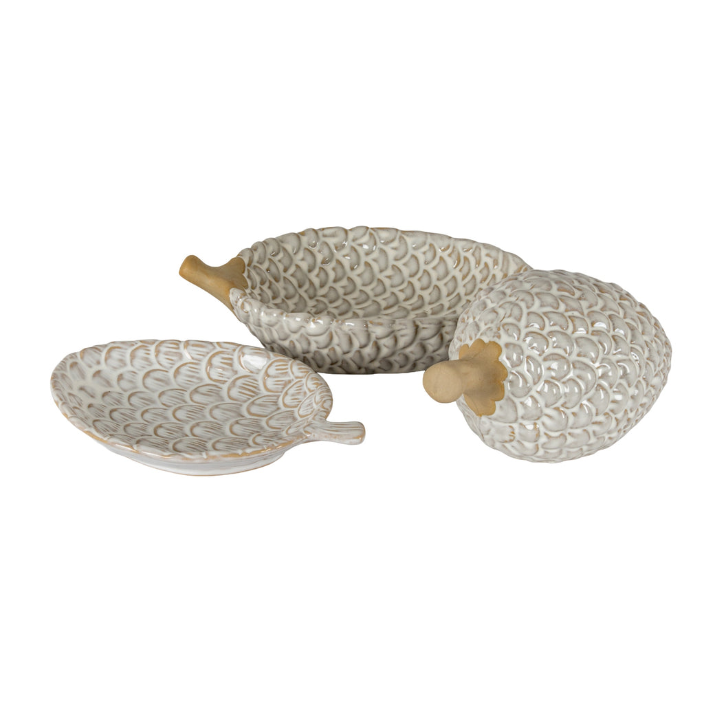 Alora Ceramic Pinecone Medium Dish, detail close-up