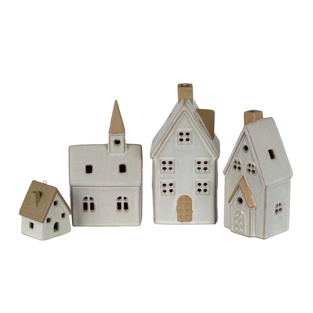 Alora Ceramic Large Town Cottage With LED Lights, side view