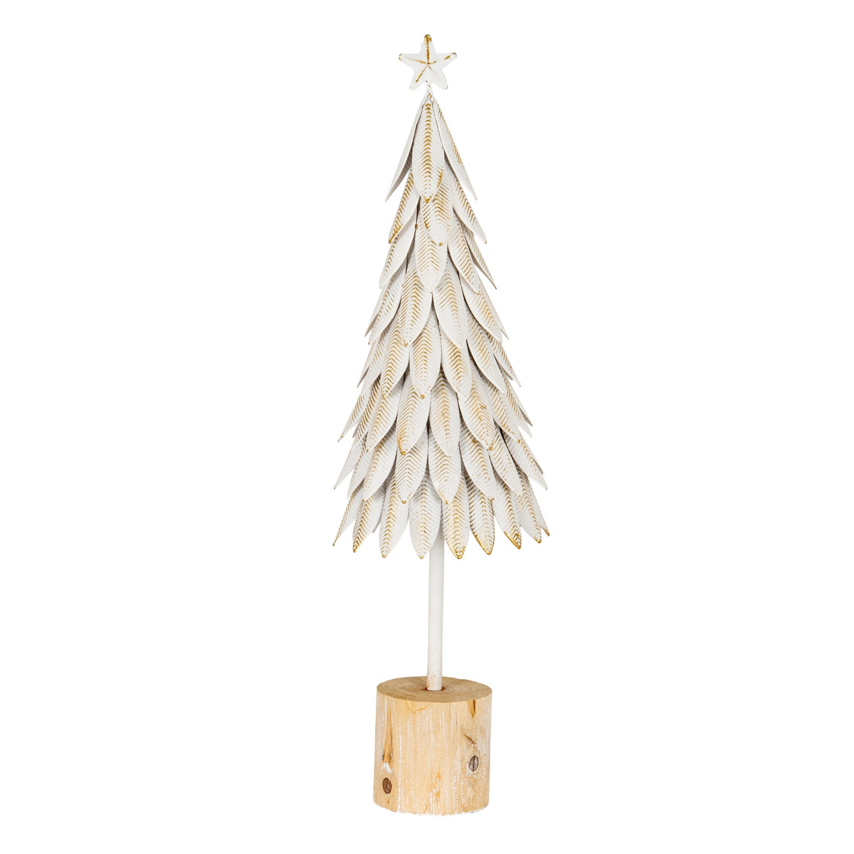 Large White Metal Christmas Tree on Wooden Stand, main product view