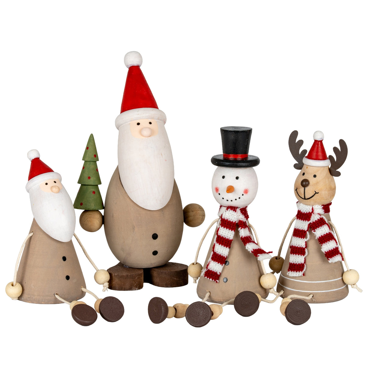 Wooden Santa with Tree, side view