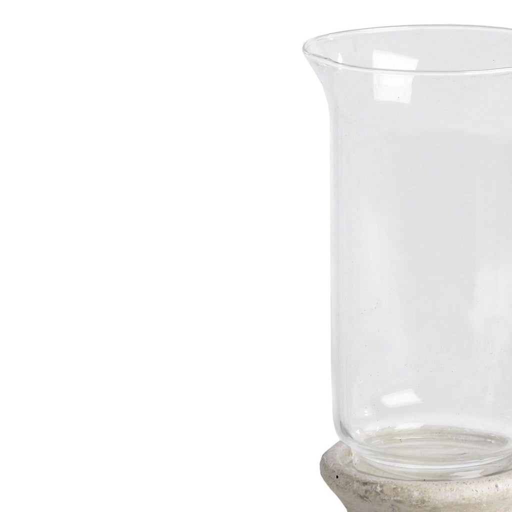 Stone Based Hurricane Lantern — side view cream stone