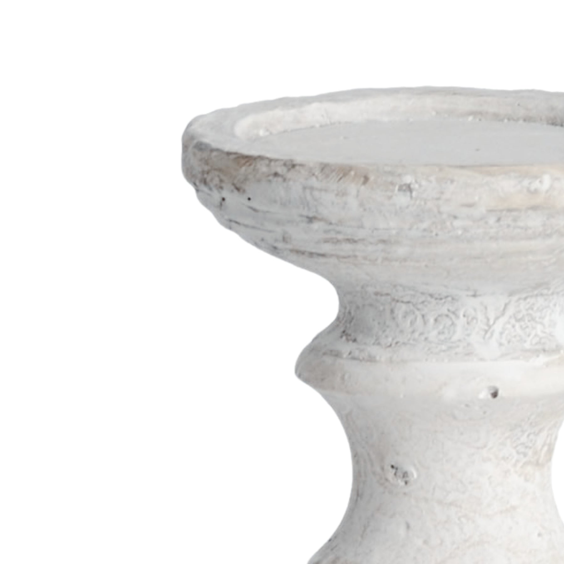 Large Stone Candle holder — side view cream stone