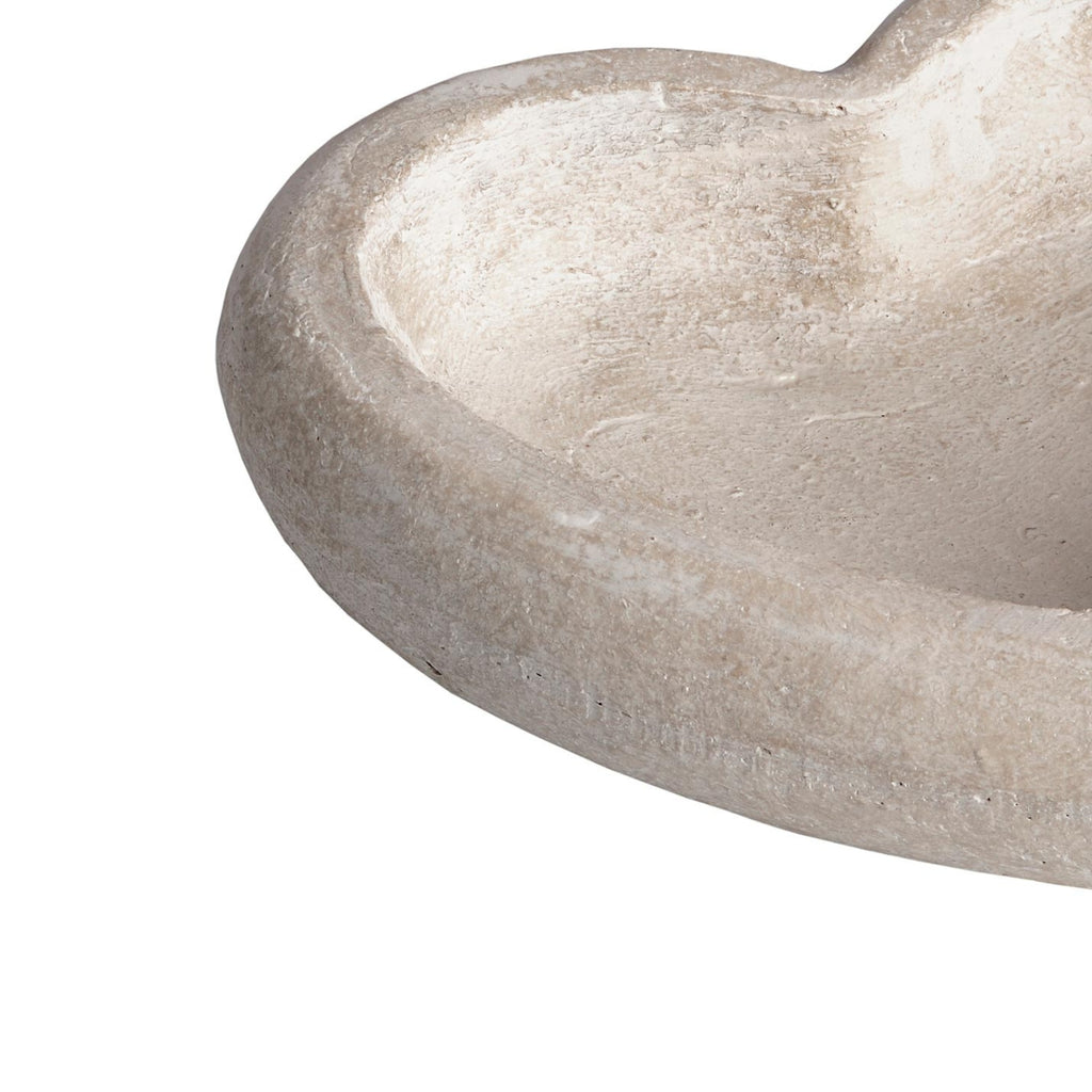 Deep Stone Heart Dish — side view cream stone