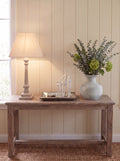The Hallway Styling Kit — Pula lamp, mirrored tray with Kin family ornament and keys, Darcy vase with eucalyptus